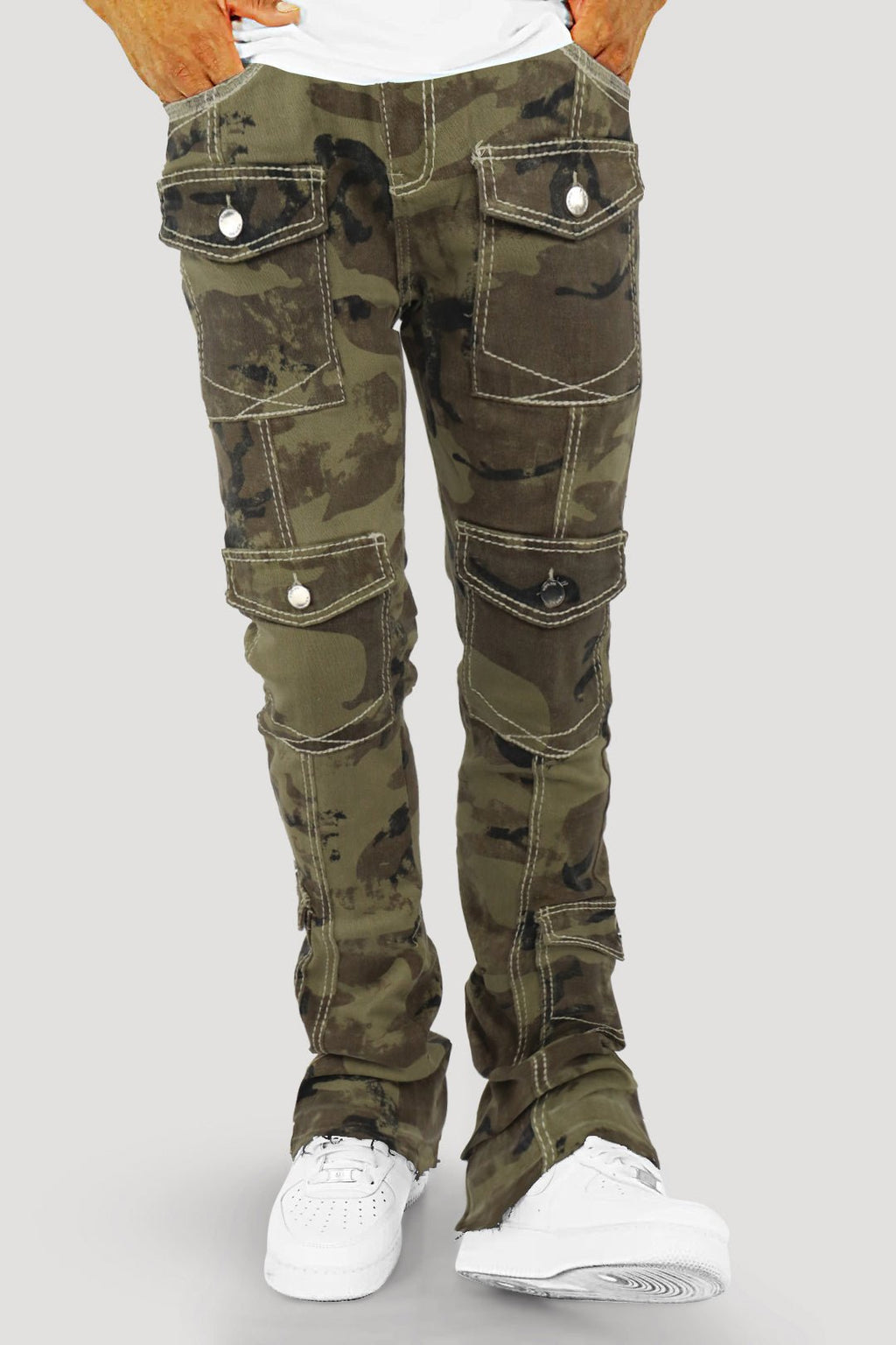 Against The Grain Camo Cargo Stacked Denim (Camo) (M8268T)