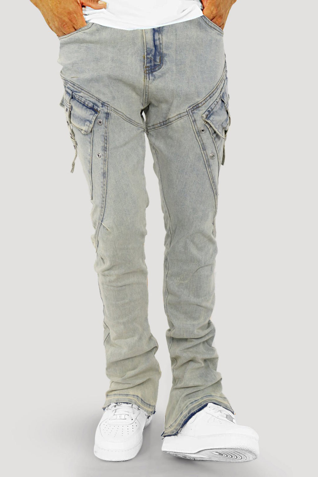 Bend The Block Cargo Stacked Denim (Antique Blue) (M8458D)