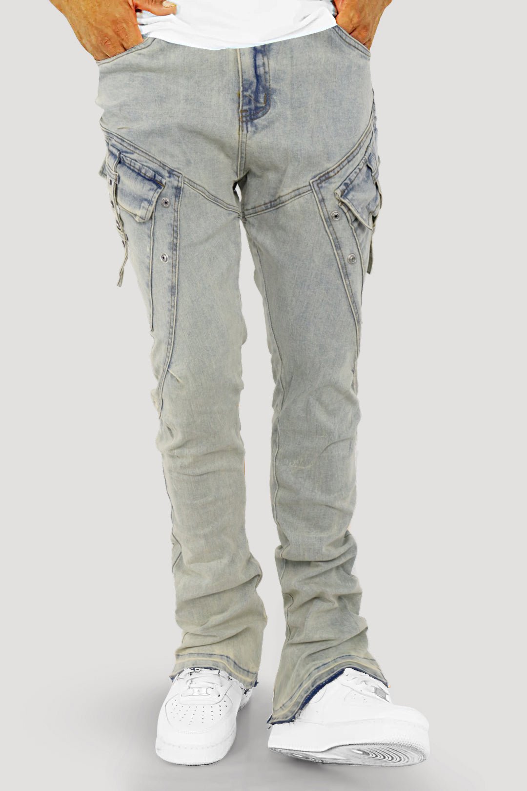Bend The Block Cargo Stacked Denim (Antique Blue) (M8458D)