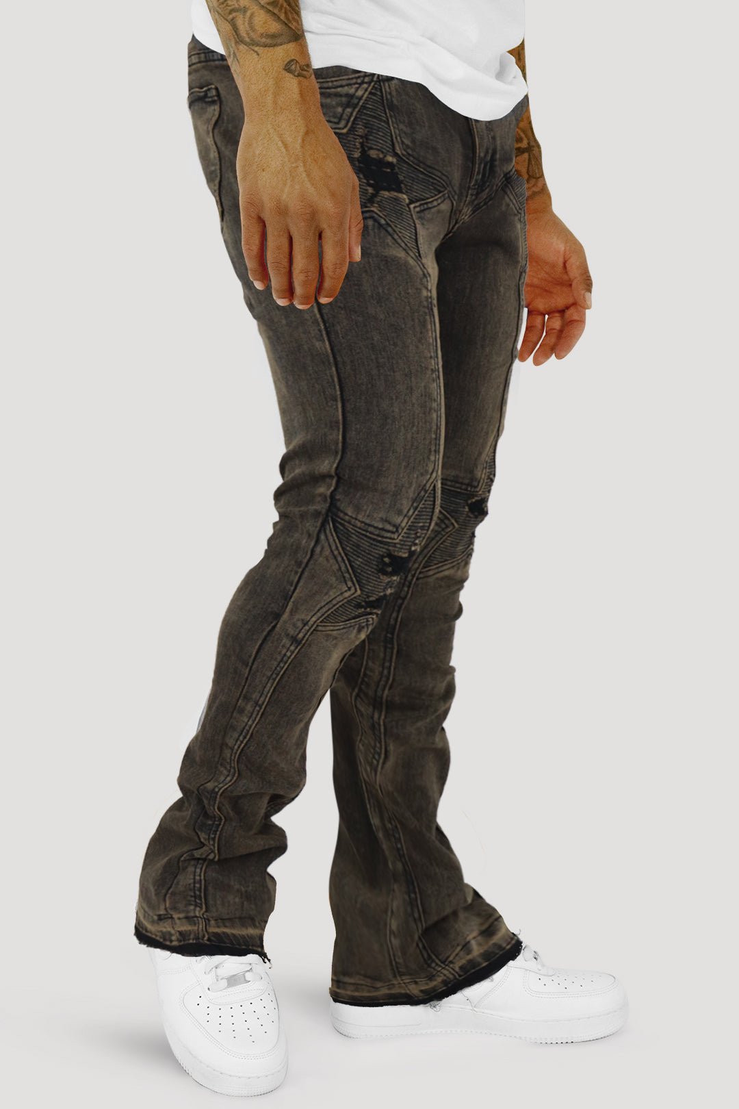 Four Point Stacked Denim (Dark Brown Wash) (M8300D)