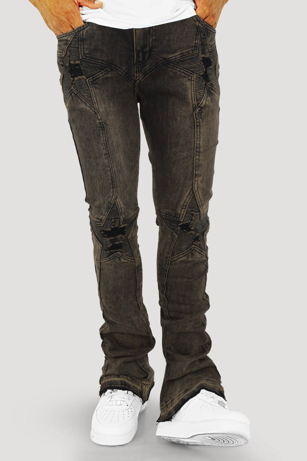 Four Point Stacked Denim (Dark Brown Wash) (M8300D)