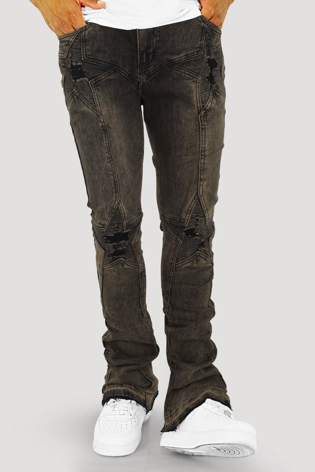 Four Point Stacked Denim (Dark Brown Wash) (M8300D)