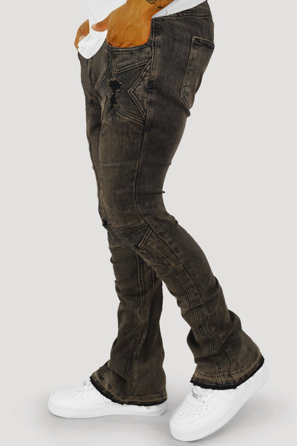 Four Point Stacked Denim (Dark Brown Wash) (M8300D)