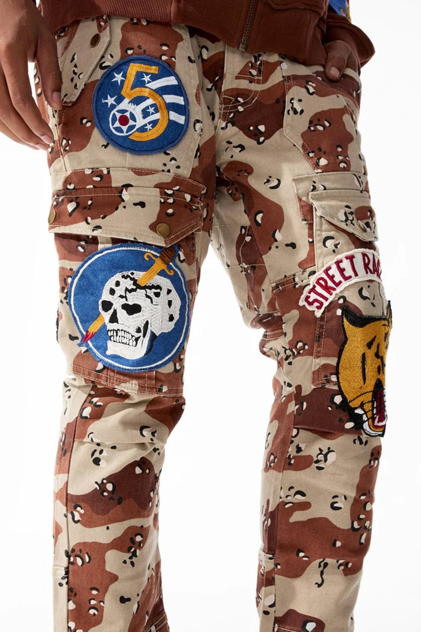 Street Racer Cargo Pocket Slim Fit Denim (Brown Camo) (591551C)