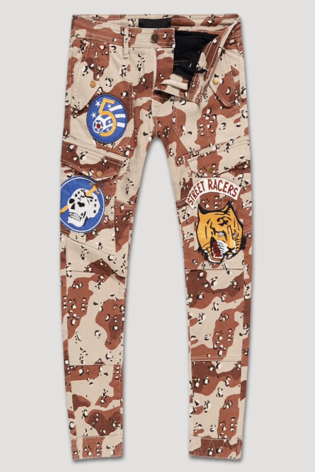 Street Racer Cargo Pocket Slim Fit Denim (Brown Camo) (591551C)